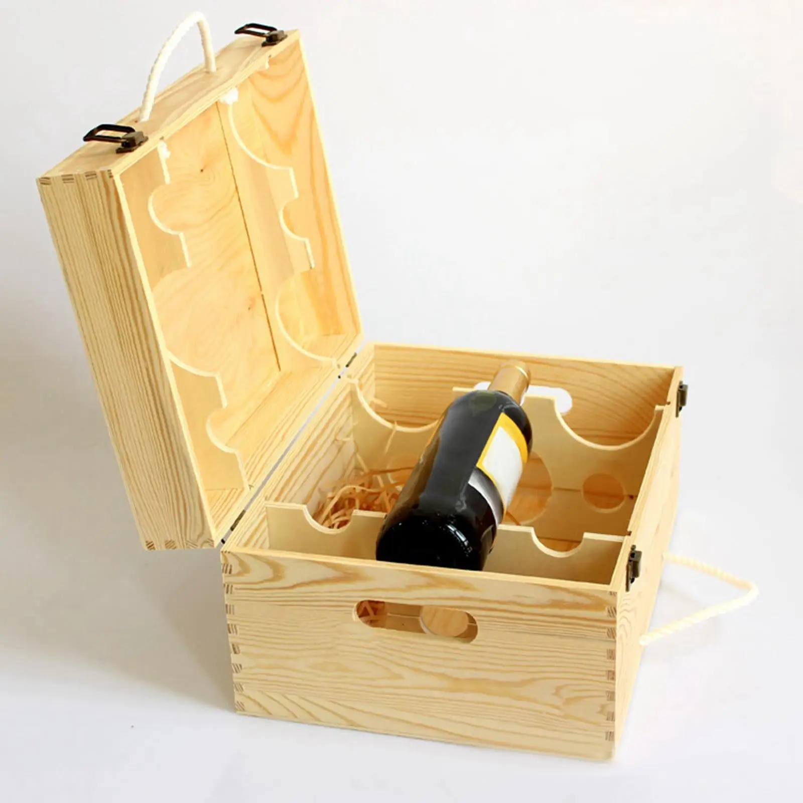 Bottle Wooden box Handle Two Bottle Gift Boxes Package Case for Wedding Birthday Party