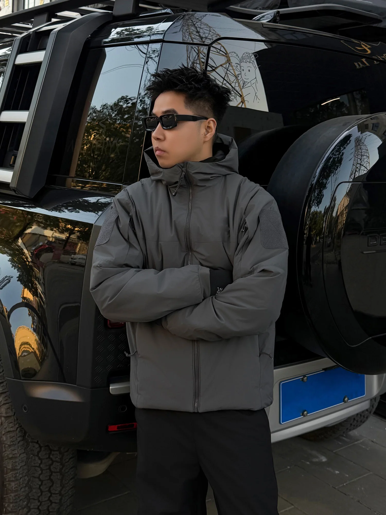 

JDKZ Winter American Sle Outdoor Men's Hooded Cotton Jaet Street Sle Casual Cold Proof Warmth Outerwear Trendy