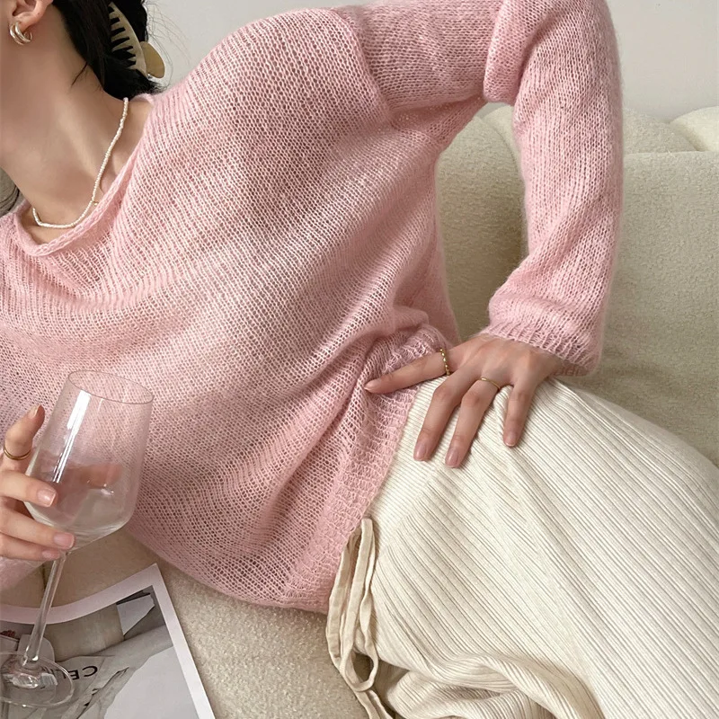 High Proportion of Gentle Mohair Knit Cardigan Autumn New Loose Cover-up Thin Cropped Top