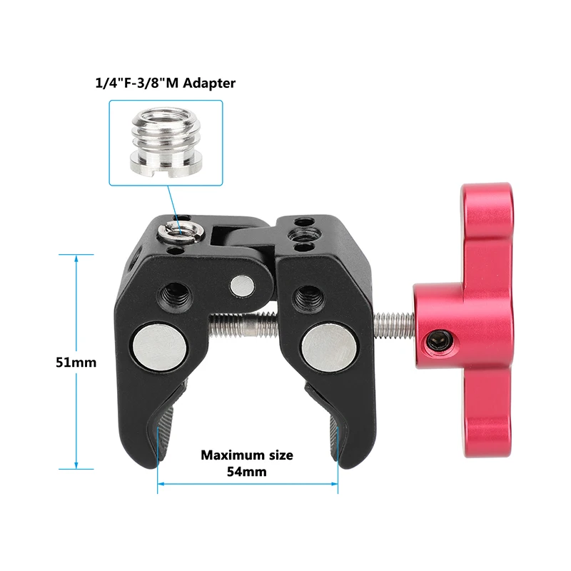 Braçadeira super do caranguejo de camvate com 1/4 "-20 & 3/8"-16 furos rosqueados e punho reforçado do t-para acessórios da fotografia do equipamento da câmera