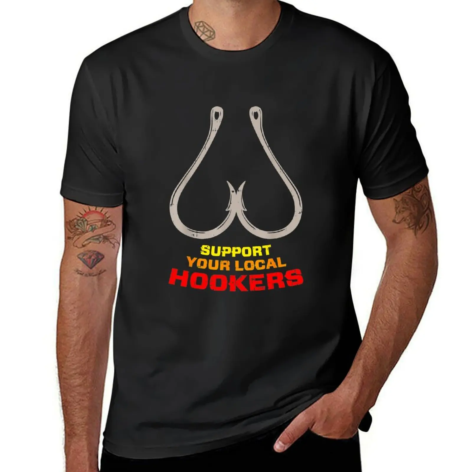 support your local hookers! T-Shirt Blouse vintage boys animal print cute tops heavyweight t shirts for men