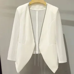 Chaqueta de traje para mujer, chal de malla versátil y ajustado, camisa fina, top de traje pequeño, primavera y verano, 2024