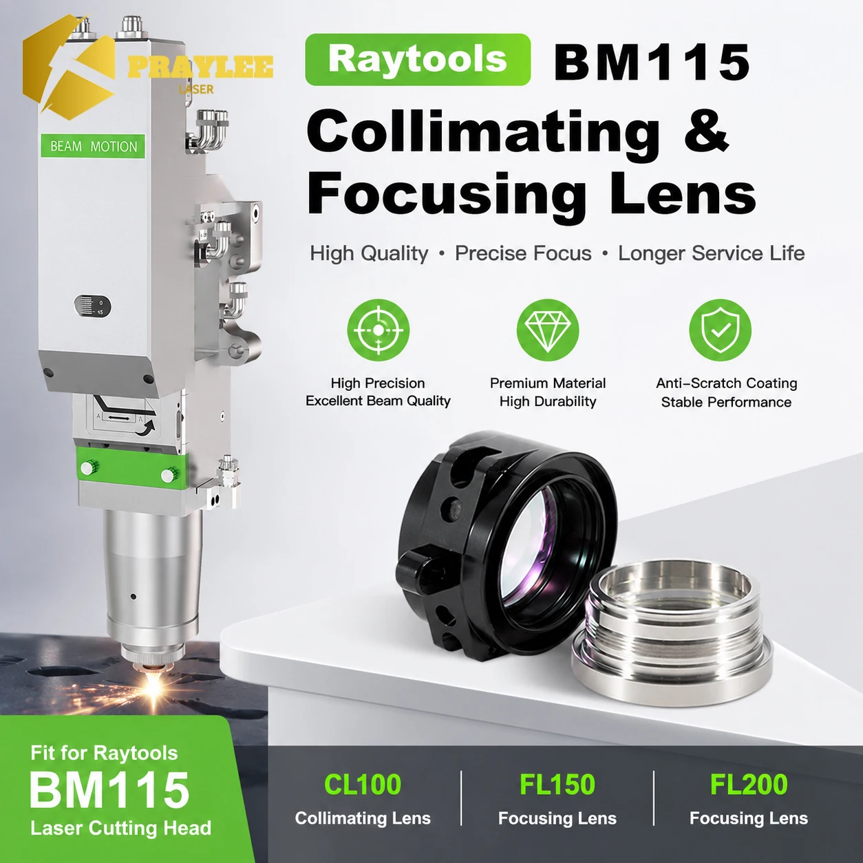 Raytools BM115 Original Laser Collimating Focusing Lens D37 CL100/FL150/FL200 For BM115 Laser Cutting Machine
