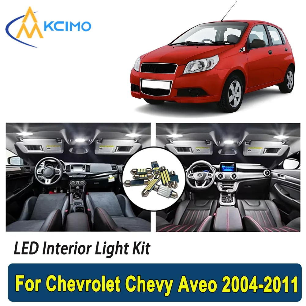 

Kcimo LED For Chevrolet Chevy Aveo 2004 2005 2006 2007 2008 2009 2010 2011 Premium Bright LED Interior Dome Map Trunk Light Kit
