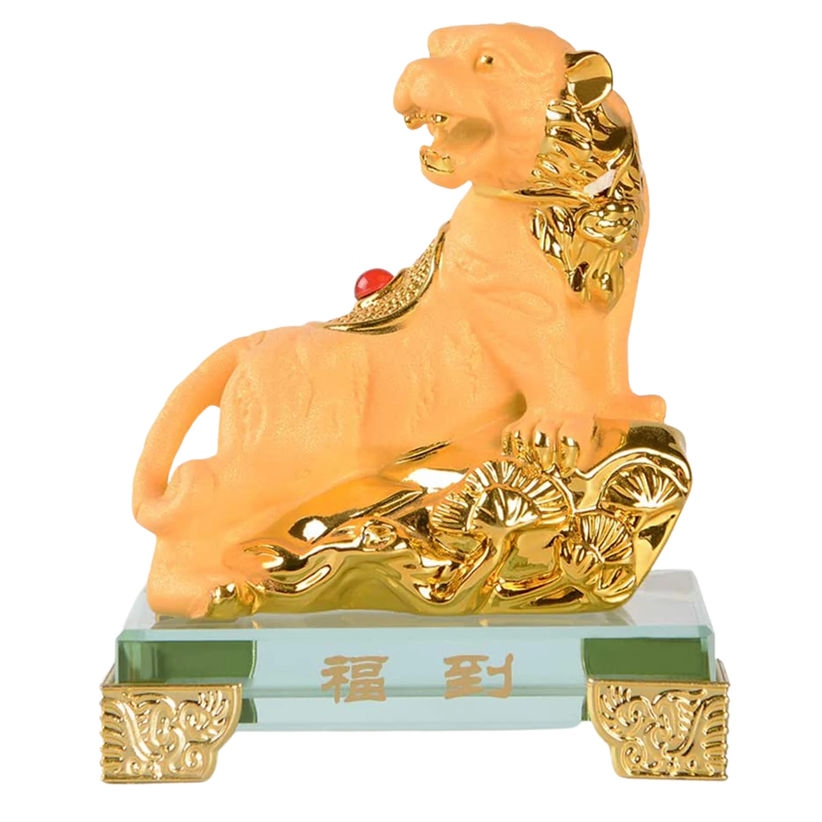 

Lucky Golden Resin Chinese Zodiac Tiger Statue Home Office Desk Wedding Decoration Gift Feng Shui Ornament Top Gift Collection