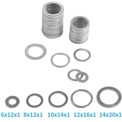 10/20/50PCS Aluminum Flat Washer Flat Ring Gasket Plug Oil Seal Fittings Fastener Washers Assortment M4-M26 Hardware Accessories