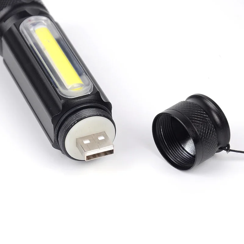 ไฟฉาย LED ขนาดเล็ก XML T6ได้มีแบตเตอรี่ในตัว18650 USB ชาร์จไฟได้ซูมได้4โหมดอะลูมินัมอัลลอย Lanterna ตั้งแคมป์