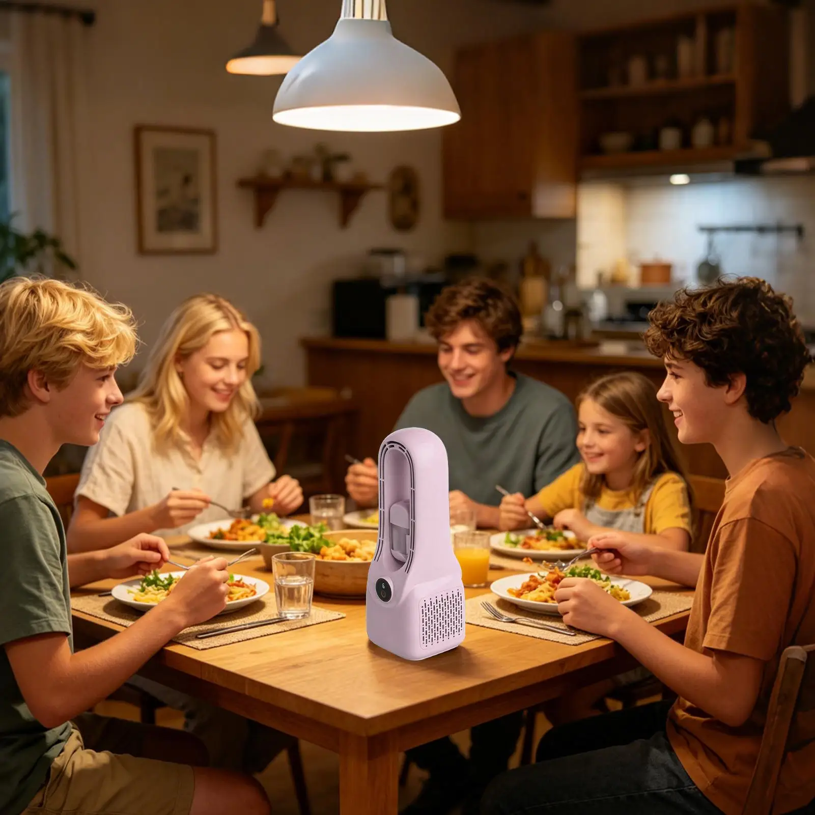 Desktop Fan 6-Speed Humidifier And Bladeless Ventilator Type-C Charging 1500mAh Quiet Personal Misting Fan For Office Home