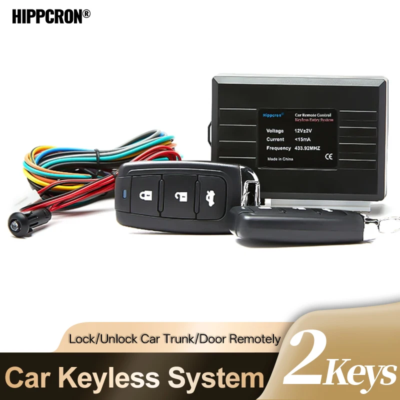 Sistema de Cierre Centralizado de Puertas a Distancia para Automóvil Hippcron, con 2 Controles Remotos, Sistemas de Alarma para Automóvil, Kit Centralizado de Control Remoto Automático