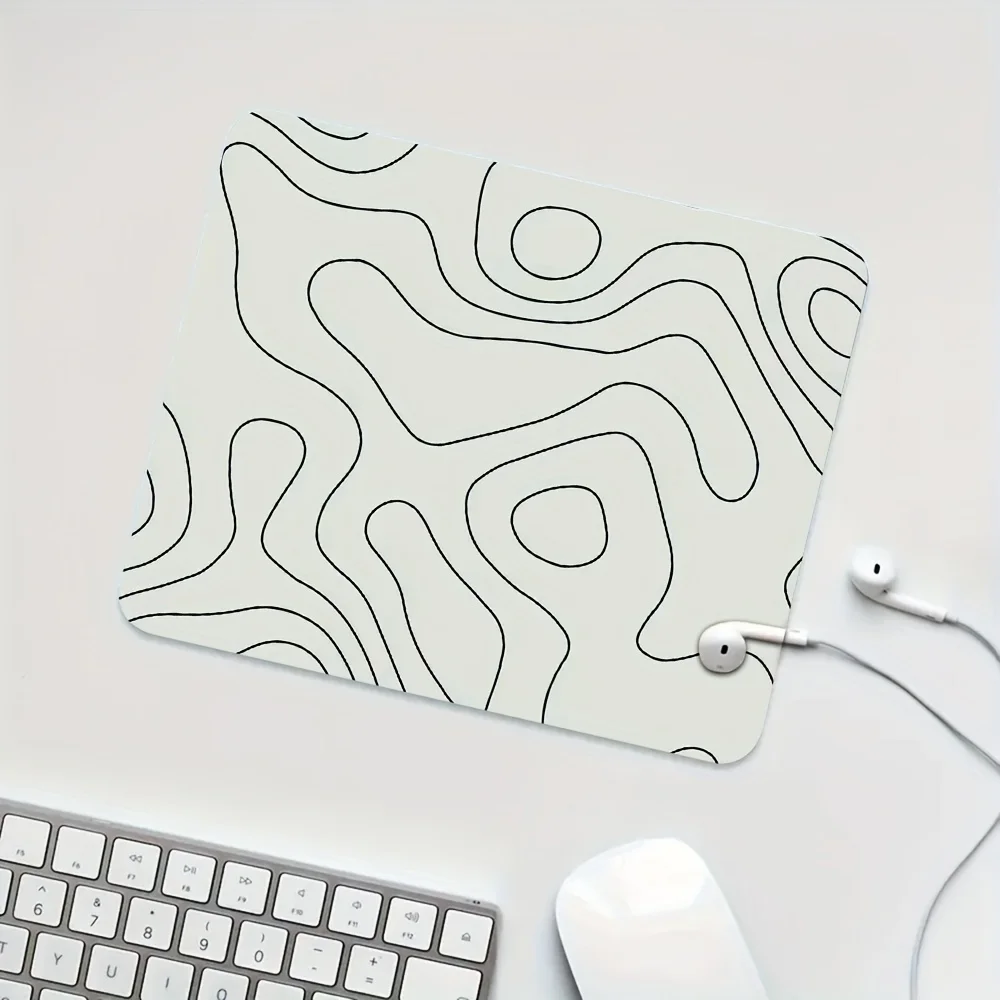 

Anti-slip rubber mousepad with simple abstract line design is durable and portable. It is a desktop pad for office and gaming