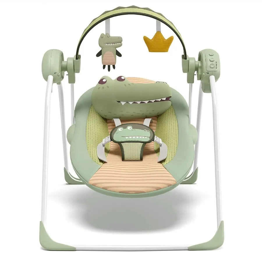 

Portable Baby Swing for Infants 0-9 Months 6-20 lbs Indoor Outdoor Use Soft Fabric Colorful Design with Adjustable Speed Music