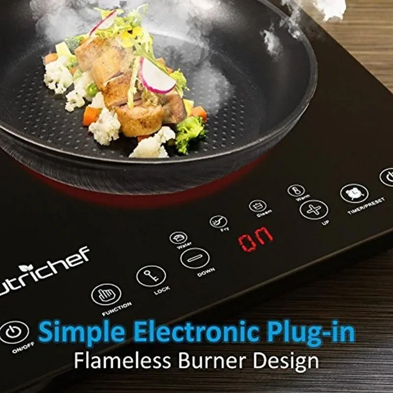 Double Induction Cooktop-Portable 120V Digital Ceramic Dual Burner w/ Kids Safety Lock - Works