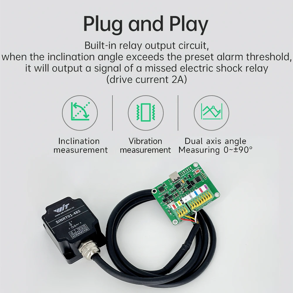 WitMotion SINRT01 IP68 Dual-axis High Precision ( 0.05° ) Relay-Output-Type Tilt Switch, AntiVibration Tilt Angle Alarm Sensor