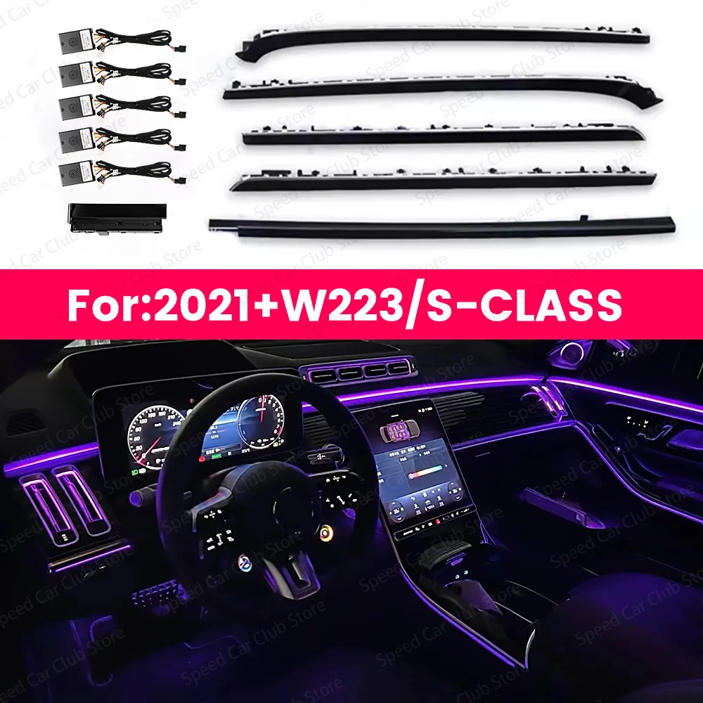 

64 Colors New LED Ambient Light For Mercedes Benz 2021+ W223 S-Class S450L S480 S500L Speaker Roof Reading Light