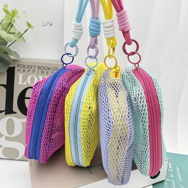 Tofu Bag Mini Zero Wallet Large Capacity Net Fabric Makeup Bag Dopamine Net Fabric Lady's Purse Colorful