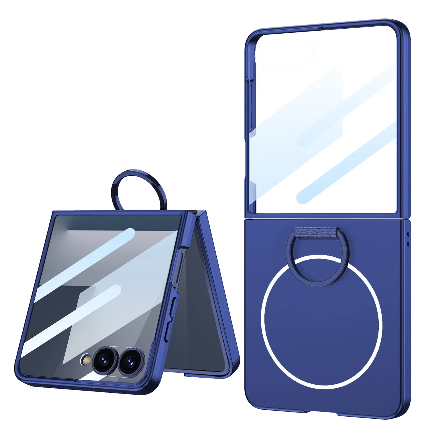 

Роскошный тонкий чехол для телефона Magsafe для Samsung Galaxy Z Flip 7 Flip7 360, встроенная защитная пленка для экрана, полная защита, кольцо-держатель, чехол