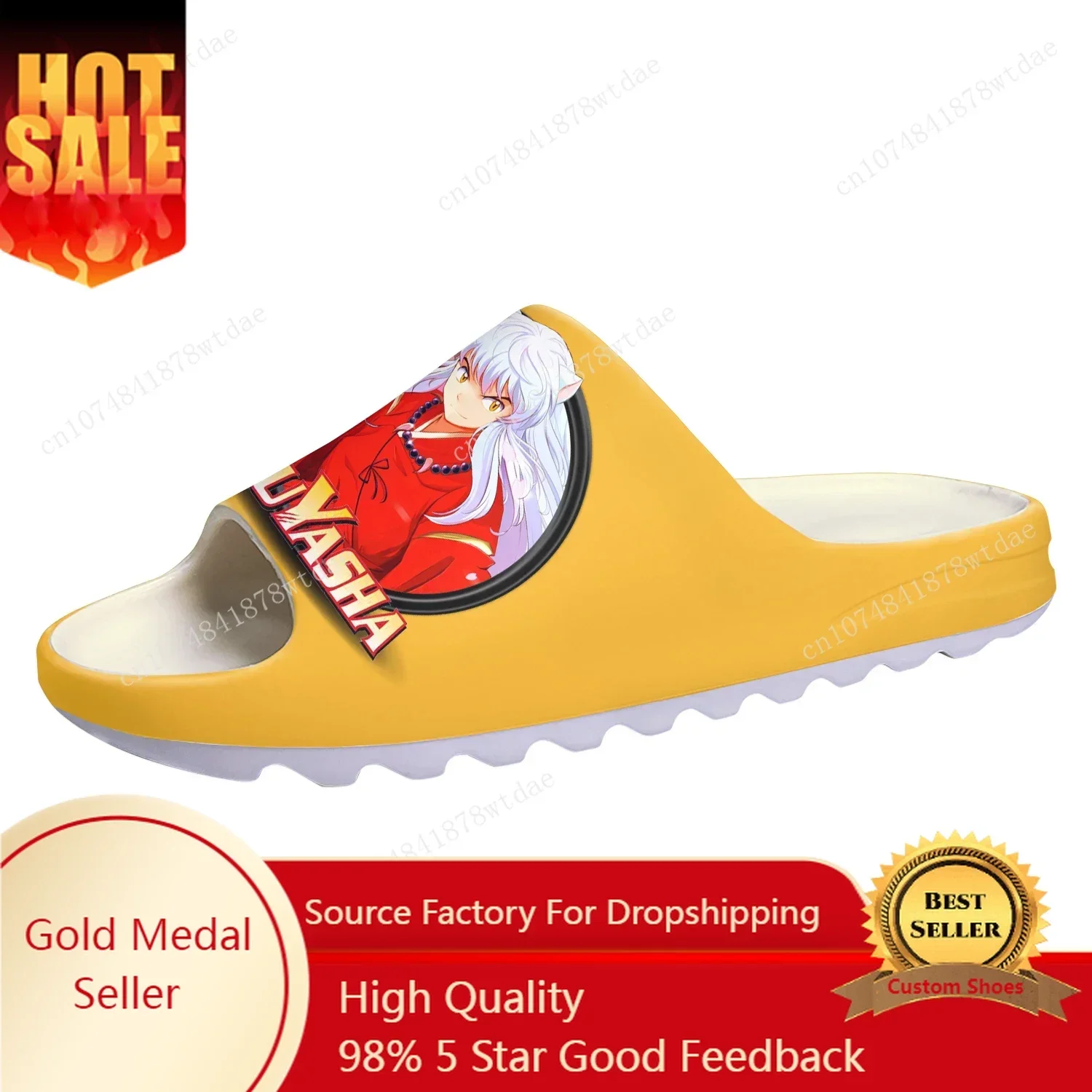 Inuyasha Soft Sole Sllipers Mens Womens Teenager Home Clogs Japanese Anime Cartoon Step In Water Shoes On Shit Customize Sandals