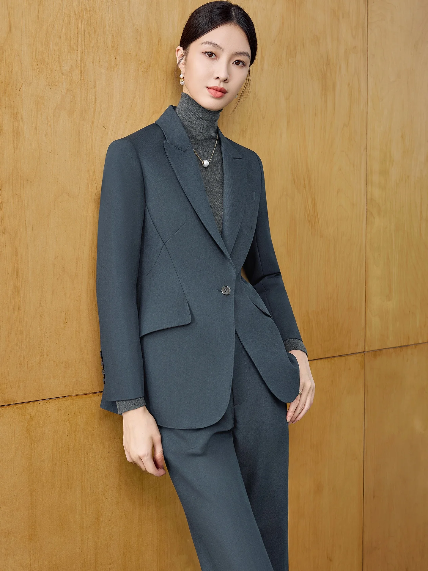 

Ele Woolen Busin Women's Two-Piece Suit Profional Commute Design Sensation High Quali Polyester And Wool Blend