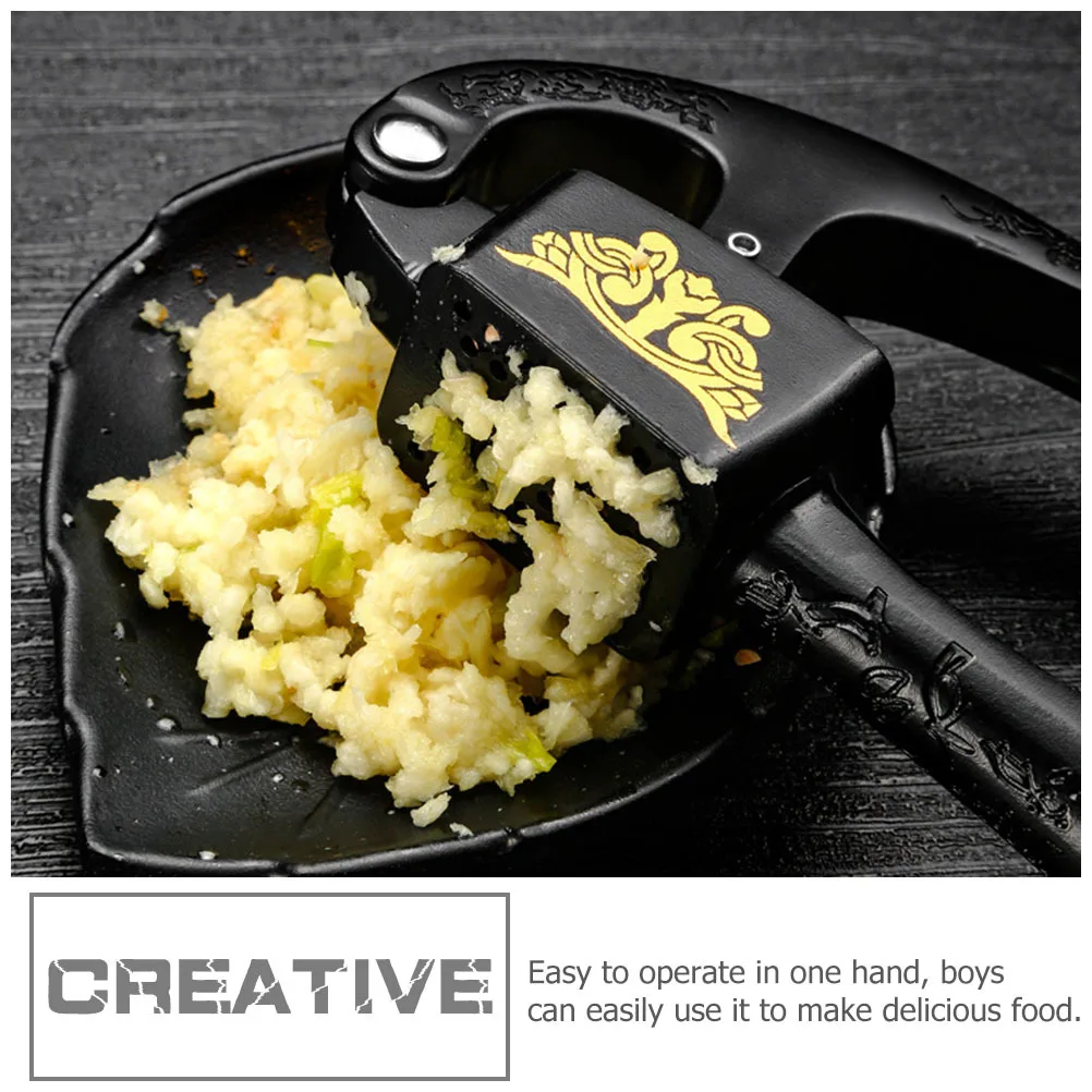 

Manual Garlic Presser Premium Zinc Alloy Ergonomic Design Easy One Hand Operation for Mincing Garlic Ginger Multipurpose Kitchen