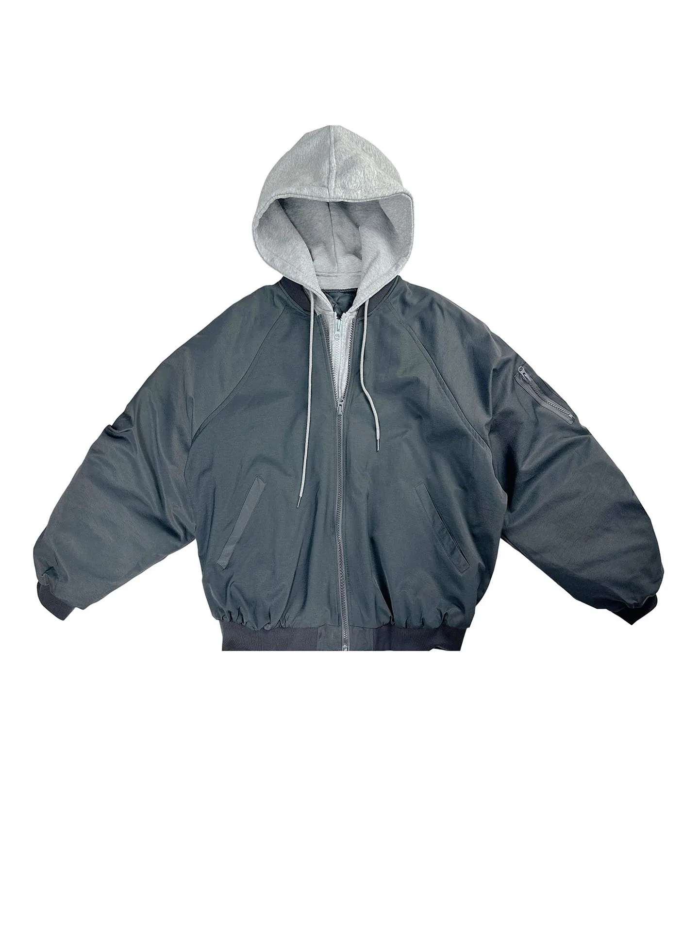 Warm Cotton Workwear Jaet Coat with Hood Fake Two-Piece Baseball Sle Women's Loose Fit ort Outerwear Coat