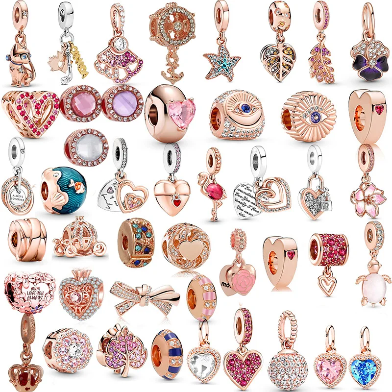 Rose Gold Plated Crane Rabbit Crown Charm Beads Pendant DIY Bracelets Necklaces For Women Men Girl Jewelry Accessorie ﻿