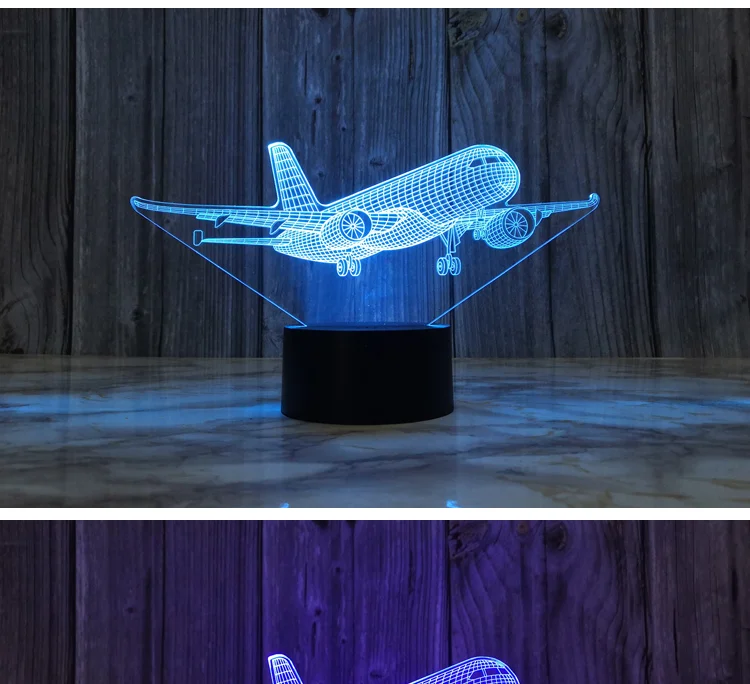 飛行機のデザインの3Dランプ,装飾的なナイトライト,USB接続,子供の誕生