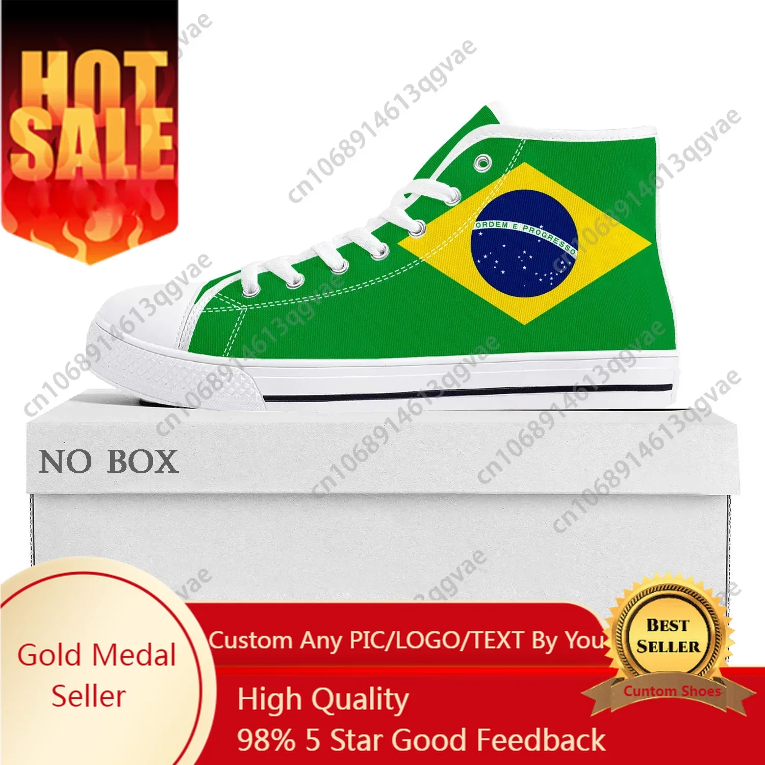 

Brazilian Flag High Top Sneakers Mens Women Teenager Canvas Sneaker Brazil Football Casual Couple Shoes Custom Shoe