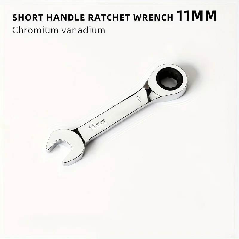 

11MM metric quick ratchet wrench 72 tooth spur wheel mini short handle opening plum blossom dual-use auto repair wrench