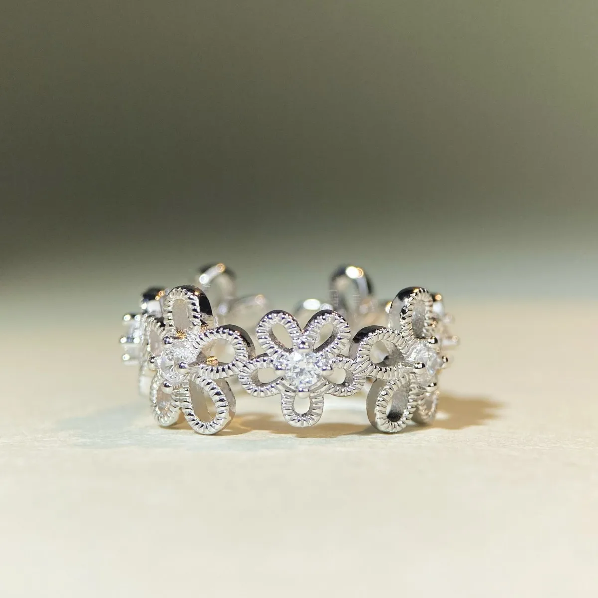 PT950 platinum original engraved handcrafted retro design style open ring