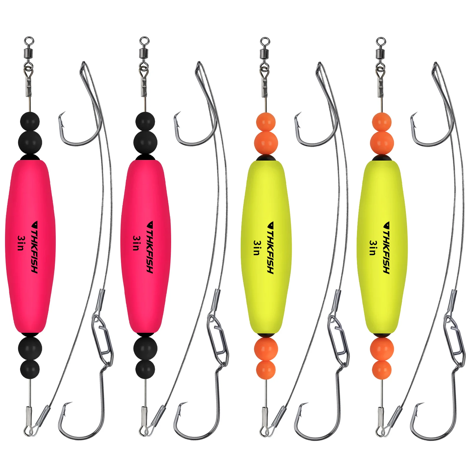 

THKFISH 2pcs Rattle Catfish Float Rig With Double Hooks 2.5in 3in EVA Foam Slip Bobber 6/0 7/0 Catfish Hooks Fishing Beads Kit