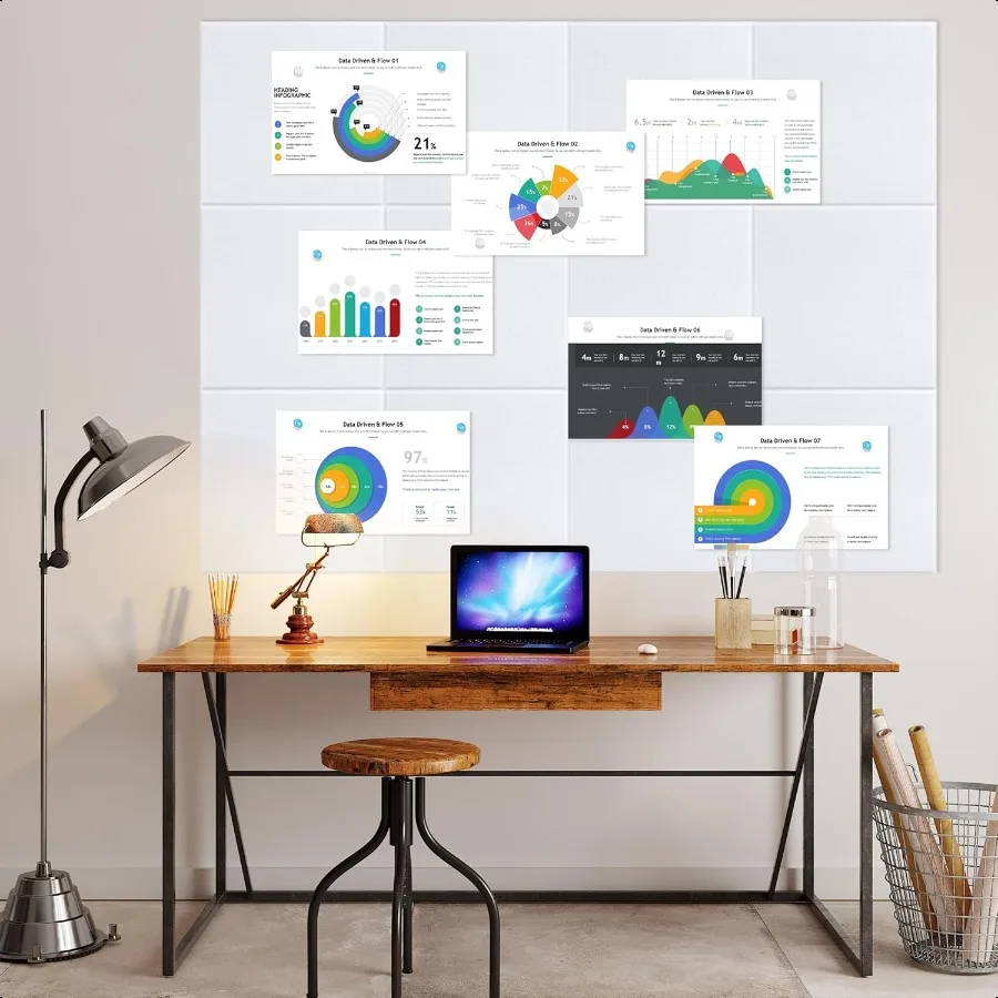 لوحة إعلانات الفلين الأبيض 47 بوصة × 35 بوصة 12 عبوة من بلاط لوحة الفلين القابل للإزالة للجدار كبير 48 × 36 لوحة إعلانات دبوس الخنزير #6
