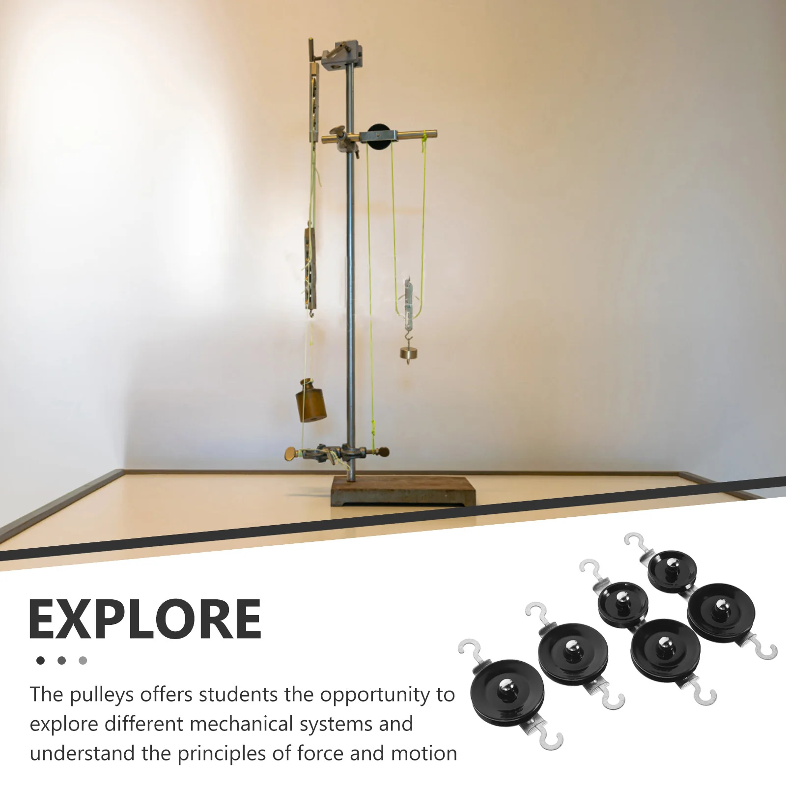 

1Set Physics Mechanics Experiment Kit with Metal Pulleys for Classroom Home Study Teaching Aids Science Project Supplies