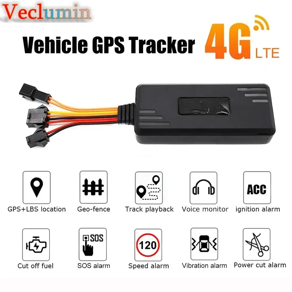 Veclumin CY06 4G Vehicle 8pin GPS Tracker 2G Car Locator GPS Real-Time Tracking Remote Oil Cut-off Microphone SOS  GPS+LBS+AGPS