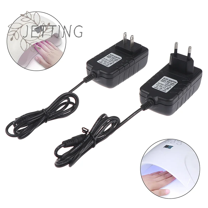Hot 1Pc DC 24V 2A Power Supply Adapter Charger 48W US/EU Plug for UV LED Light Lamp Nail Dryer EU/US Plug