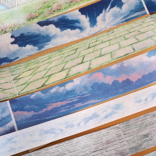 Imagen 2 del producto 200cm nube planta pastizales estanque de loto pared paisaje Washi cinta creativa DIY diario Material Collage álbum de recortes papelería