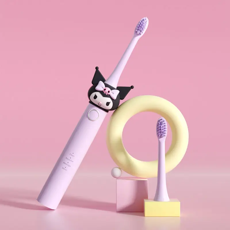 Sanrio Hello Kitty Electric Toothbrush Woman Cartoon Kuromi Cute Girly Heart Electric Toothbrush Adult Kawaii Children Gift