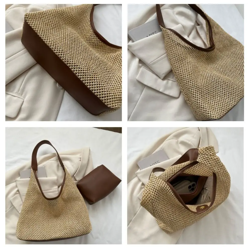 

Новая летняя соломенная сумка на плечо, модные женские сумки, повседневная тканая сумка, женский клатч, пляжная сумка-тоут в богемном стиле