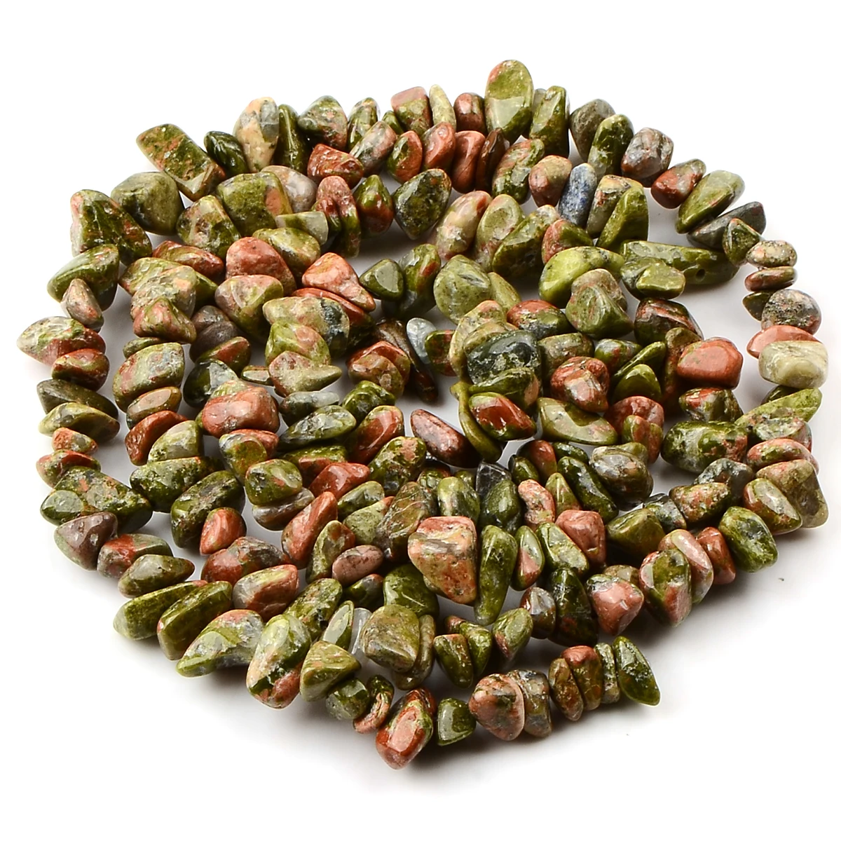 1Strand 5-8mm Natural Irregular Green Stone Beads Gravel Chips Loose Rock Beads With Hole For DIY Bangle Jewelry