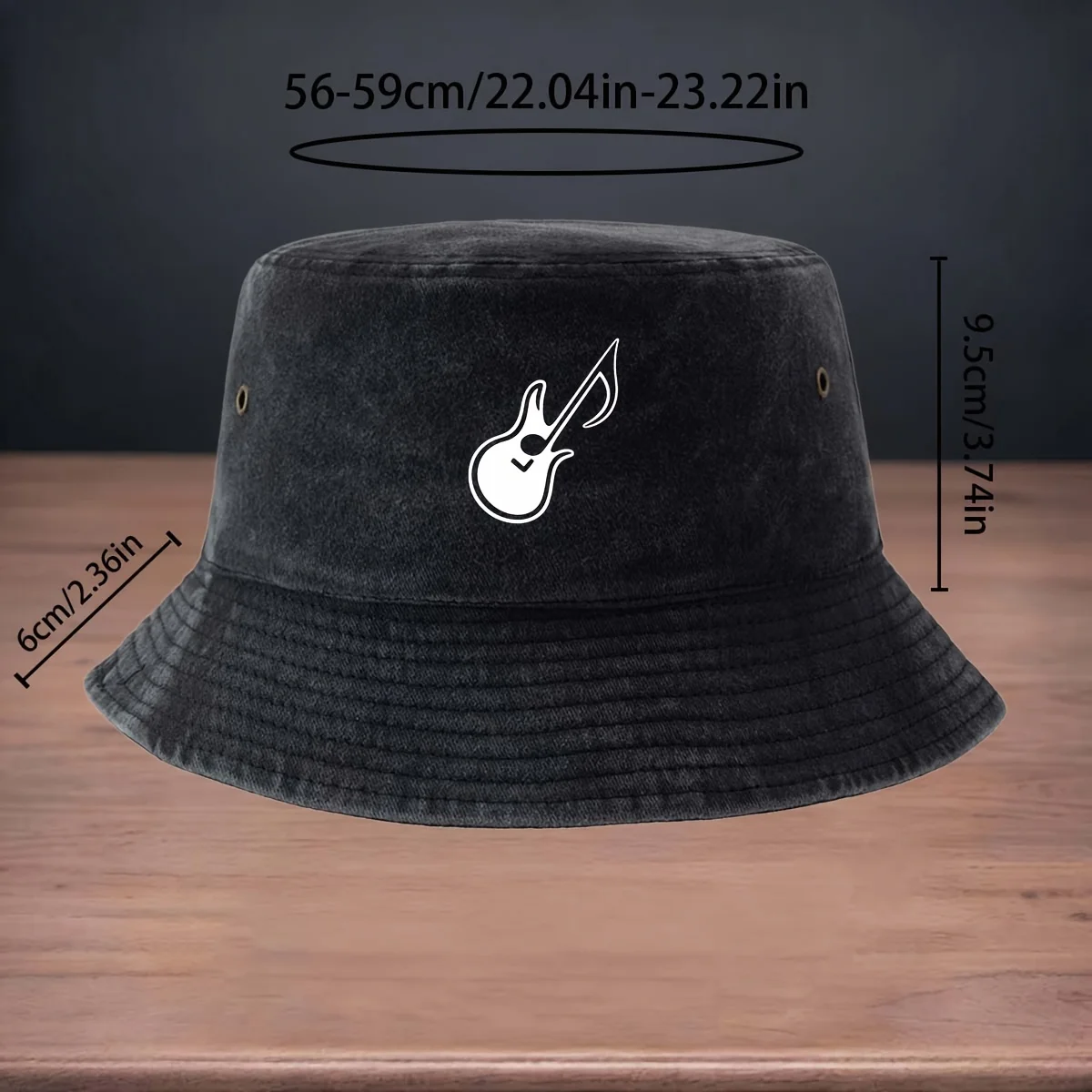 High-Quality Printed Guitar-Shaped Musical Note Pattern Fisherman Hat, Fishing Lure, Essential Fishing Hat, Foldable Storage, Ea
