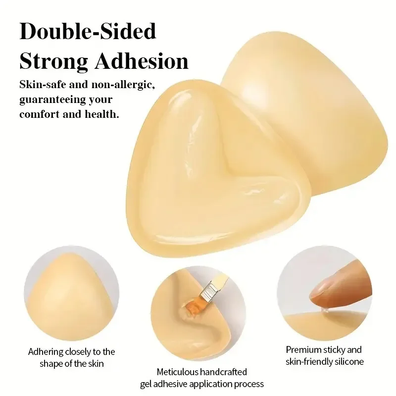 حمالة صدر لاصقة مزدوجة الجوانب، شريط رفع الثدي، معززات قابلة لإعادة الاستخدام، وسادات الكأس لفستان ملابس السباحة البيكيني