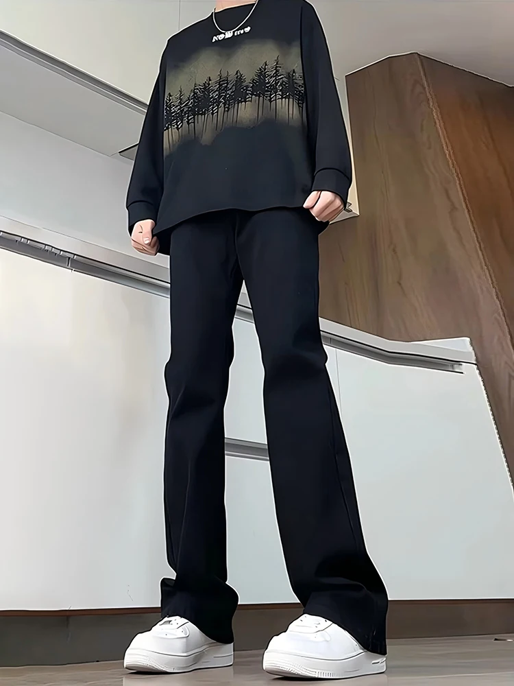 

Bla High Elastic Soft Jeans Men's Spring Autumn Straight Leg Micro Flared Pants Slimming American Sle Jeans Straight Cut