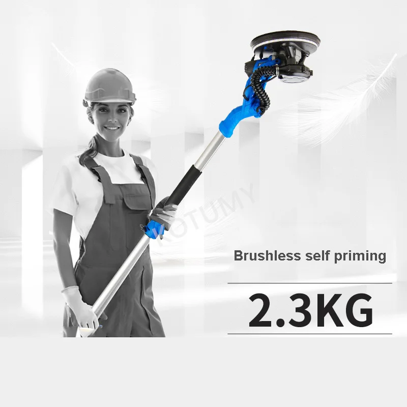 2.2m 3.2m Adjust Length Drywall Sander 220V Dust Free Wall Polishing Grinding Double Led Light Wall Putty Polisher Machine