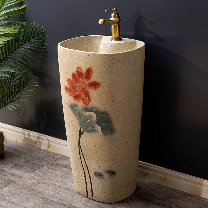 Household balcony pillar washbasin ceramic integration