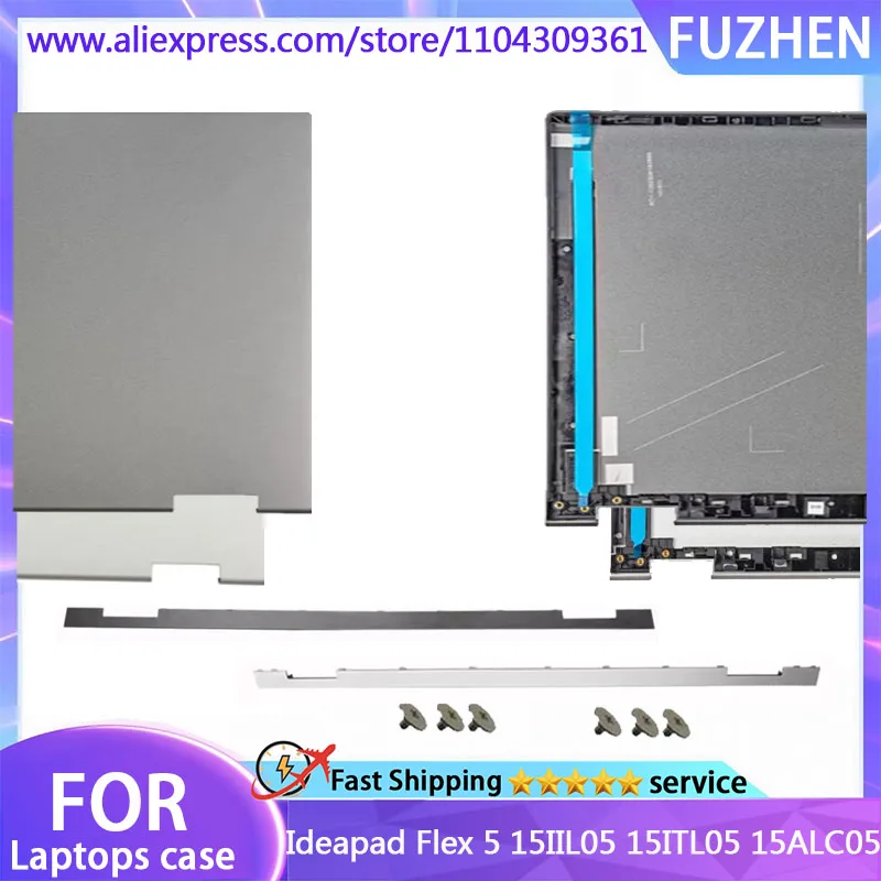 

New Cover For Ideapad Flex 5-15IIL05 5-15ITL05 5-15ALC05 YOGA C550-15 LCD Rear Cover/Hinge Cover/Silver/Gray Metal