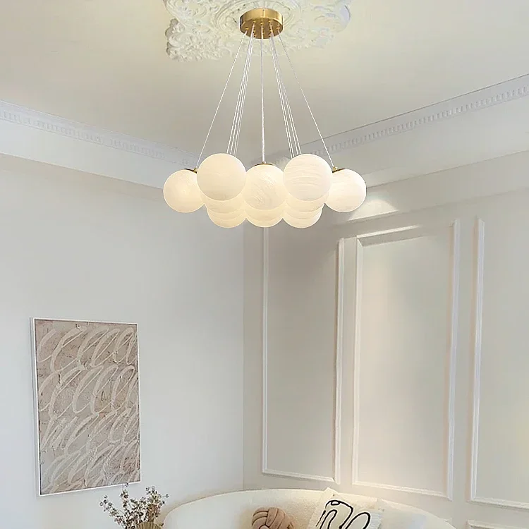 

Ceiling Lamp Bedroom Chandelier Nordic Light Luxury Lamps Modern Minimalist Post-Modern Glass Model Bean Lamp in the Living Room