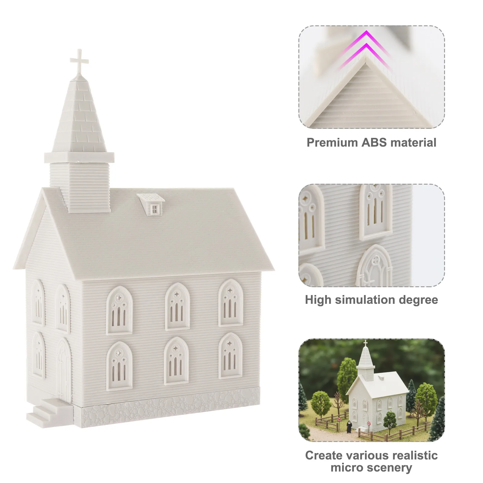 

Неокрашенный комплект для церкви Evemodel HO масштаба 1:87, неокрашенный JZHO6875JJ