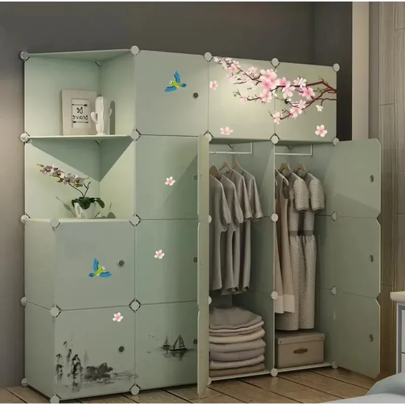 Simple Plastic Wardrobe Hanging Storage Cabinet for Dormitory Children Laundry Room Modern Design