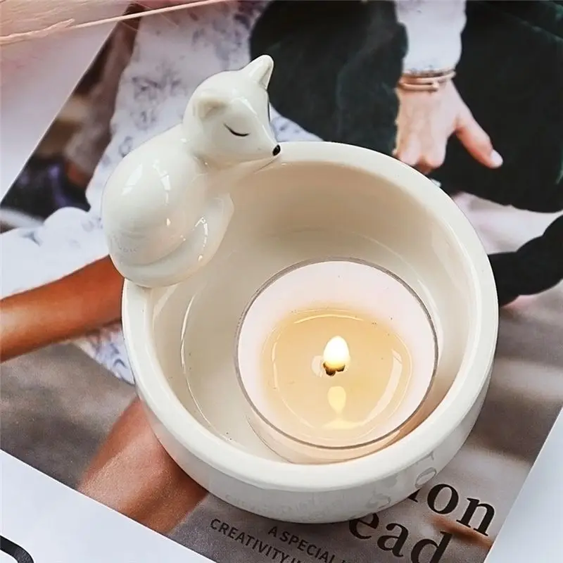 PORK-Fox Candle Holder Fox Tea Light Candle Holder Warming Paws Fox Tealight Holders Ornaments Cute Candles Holder