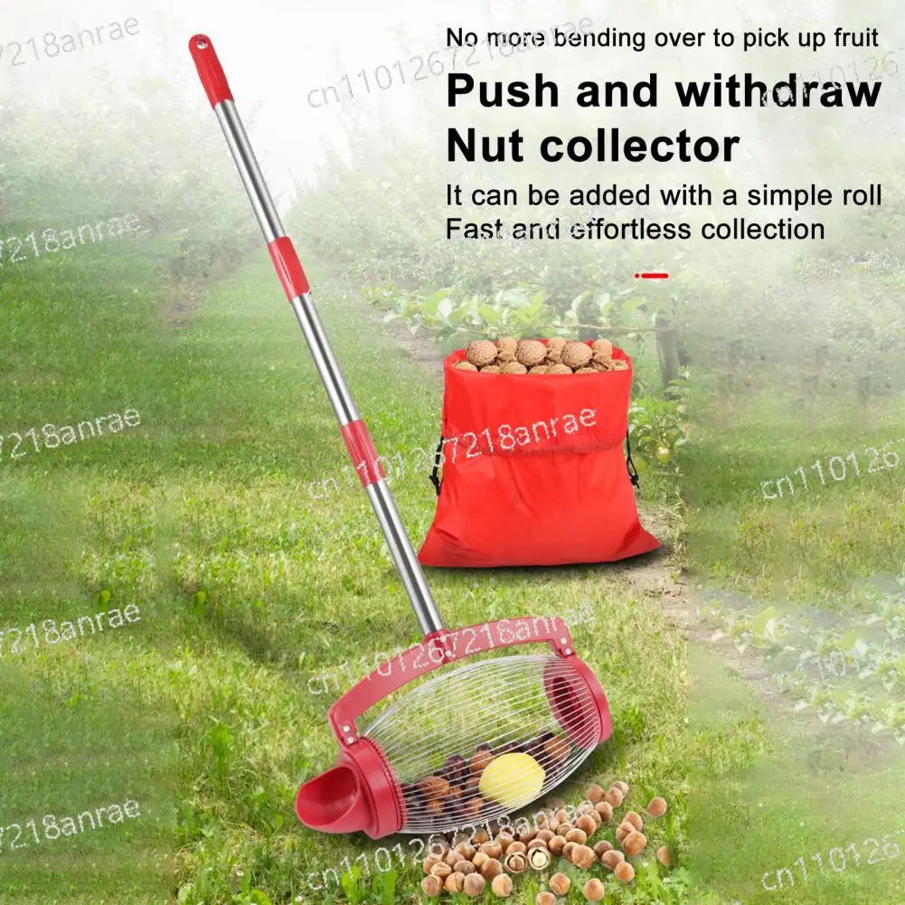 

Nut Gatherer Extended Handle Fruit Picker Harvester Rolling Walnuts Picker Garden Walnut Nut Collector Picker with Storage Bag