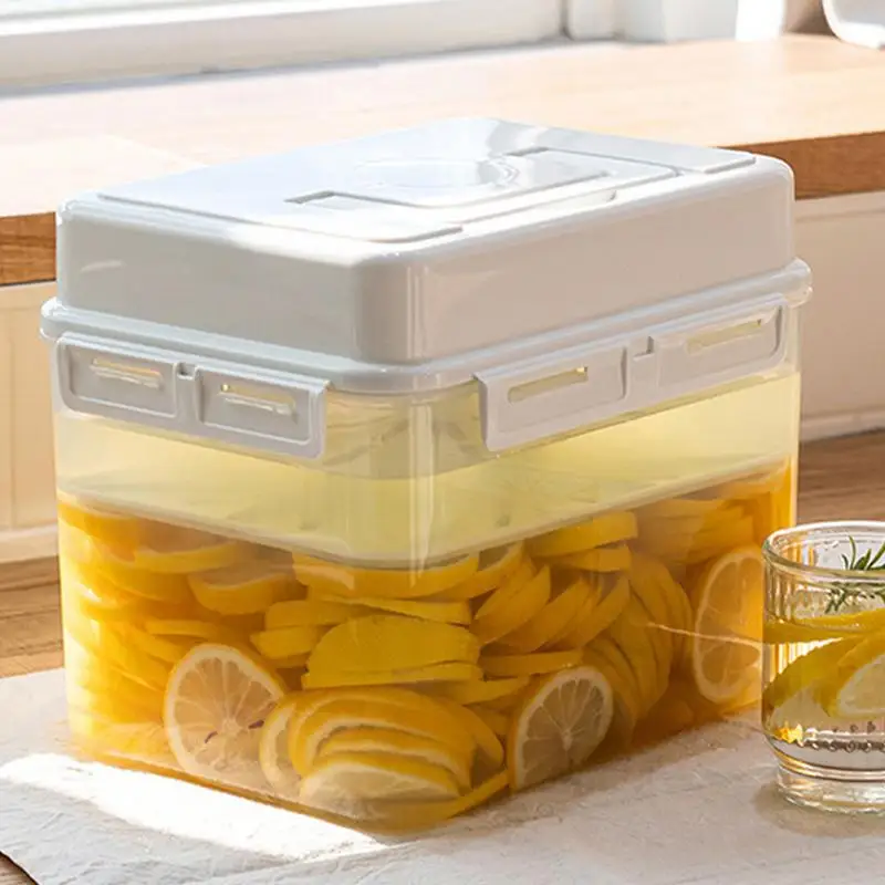 Kimchi Containers 4/5L Airtight Kimchi Box Fermentation Container with Handle and Lid Clear Kimchi Press Fermentation Storage